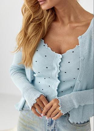 Ажурний кардиган у комплекті з майкою
