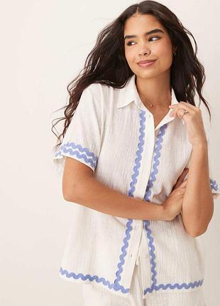 Стильная натуральная женская рубашка рубашка блуза блузка вышивка, бренд lisla&amp;bird р.14