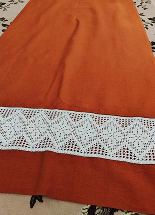 Старинная штора с домоткой кружевом 130*57.