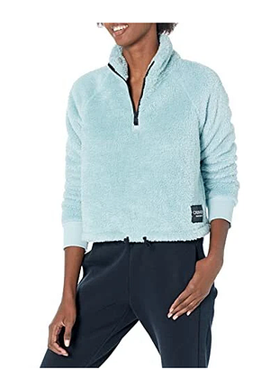 Calvin klein плюшевая кофта шерпа womens performance dropped shoulder zip front jacket blue