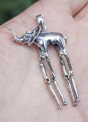 Срібний кулон ручноі роботи слон далі