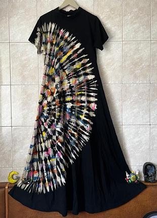 Довга оригінальна сукня сарафан бохо хіппі тай дай з кишенями onesize таиланд