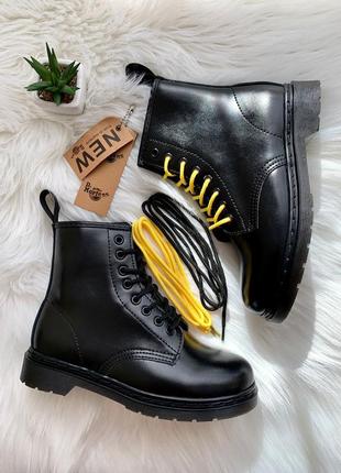 Ботинки dr. martens 1460 smooth mono black fur черевики зимние с мехом5 фото