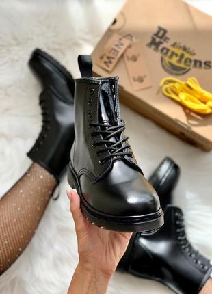 Ботинки dr. martens 1460 smooth mono black fur черевики зимние с мехом10 фото