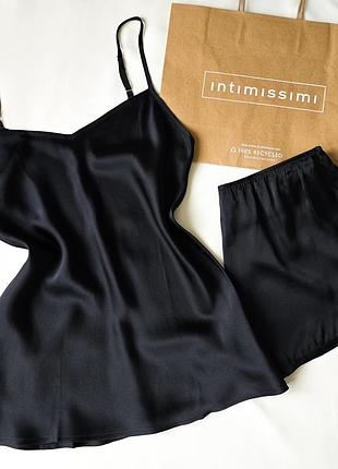 Черная шелковая пижама intimissimi
