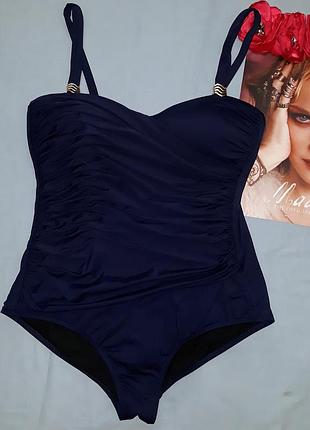 Купальник суцільний синій з утяжкою розмір 50/16 суцільного нового драпірування