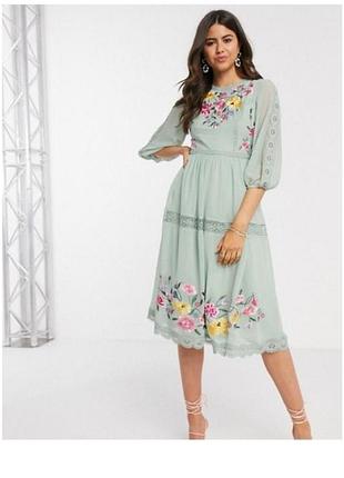 Дизайнерское платье вышивка цветы#3