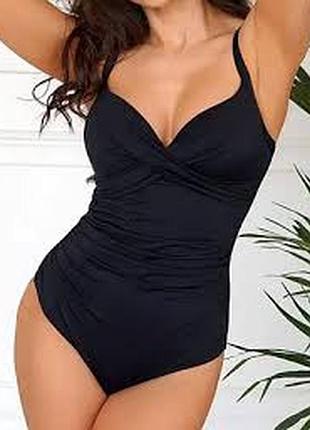 Купальник суцільний чорний з утяжкою розмір 46/12 суцільне драпірування m&c