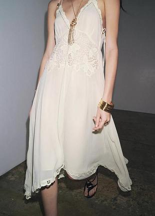 Асимметричное платье с вязаным крючком zw collection