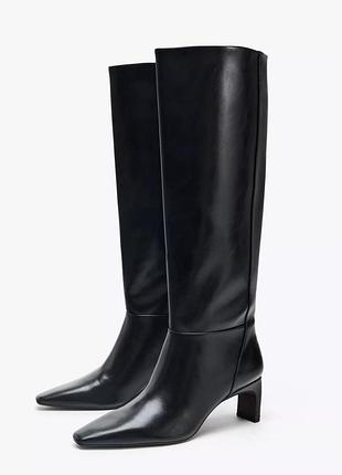 Чорні чоботи жіночі високі zara new