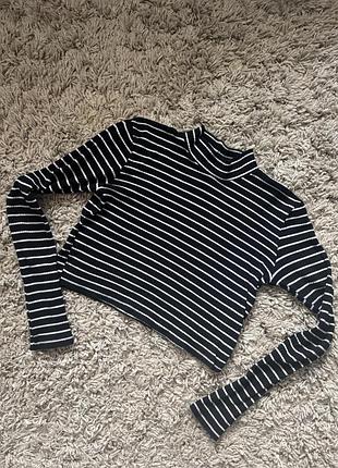 Кроп-топ в смужку topshop чорний з білим, розмір s