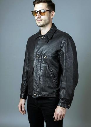 Вінтажна шкіряна італійська чоловіча куртка з оленячої шкірина , з 1980х