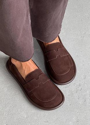 Лоферы с анатомическим носиком
цвет: коричневый | шоколад, натуральная замша