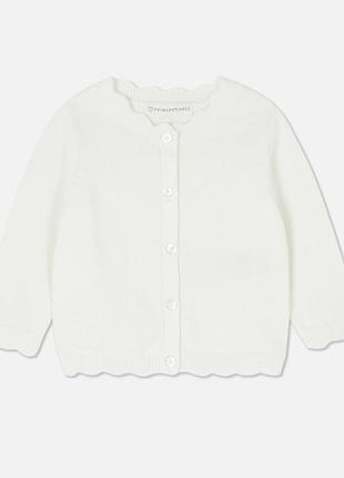 Белоснежный кардиган кофточка на пуговицах для девочки 3 4 5 6 месяцев 68 размер