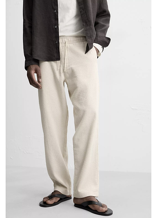 Жакардові штани в рубчик zara