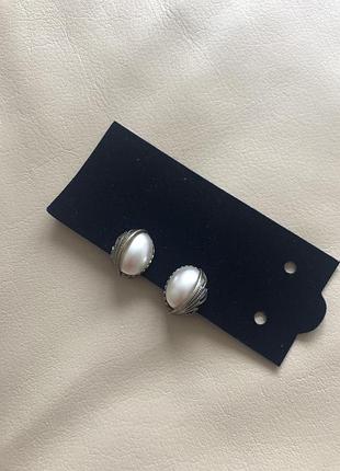 Вінтажні сережки, кліпси перли