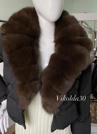 Жіноча зимова куртка пуффер з натуральним хутром песця з 42 по 54 розміри