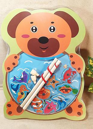 Дитяча магнітна риболовля "собака", дерев'яна іграшкова рибалка

розміри: 27,5х20,5х0,5 см.