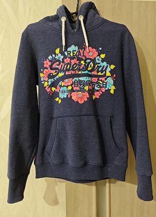 Свитшот женский с рисунком, свитшот 40 размер, женский теплый свитшот, синий свитшот турция