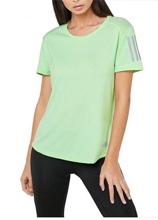 Зелена футболка спортивна футболка для бігу салатова футболка adidas own the run жіноча футболка салатова