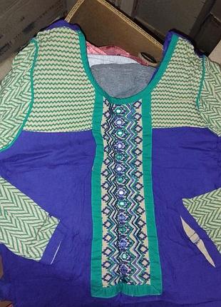 Платье синие женское восточное с вышивкой и зеркалами