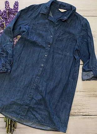 Джинсовая рубашка удлиненная