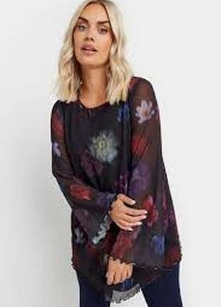 Женская праздничная туника рукава сеточка,блуза длинная туникой