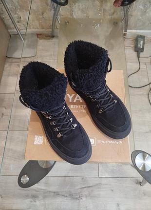 Мега стильные хайтопы натуральная замша и мех натуральный