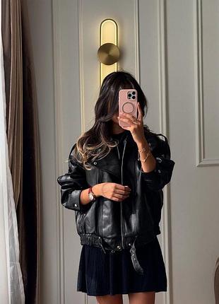 Шкіряна куртка оверсайз косуха оверсайз куртка еко шкіра