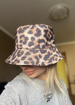 Жіноча двостороння панама леопардова панамка чорна шляпа тигрова