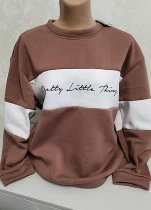 Теплый костюм , трехнитка на флисе , р.50-52 , идет на р.54-56 , цвет шоколадка