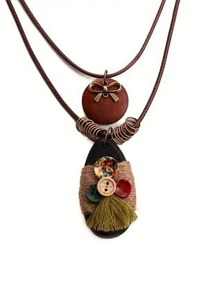 Длинное двойное украшения в этно стиле подвеска в стили бохо