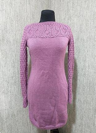 Новое вязаное платье цвета розы, xs-s. hand made1 фото