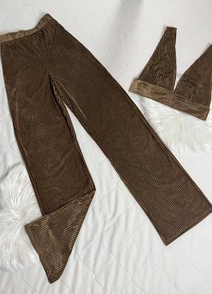 Велюровий костюм топ брюки штани кльош оксамит бархат