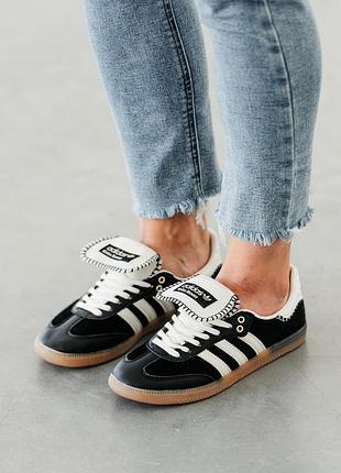 Кросівки adidas samba pony x wales bonner black white / адідас самба поні уельс боннер чорні з білим