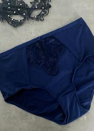 Темно синие трусики с кружевом george