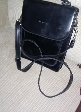 Unique (франция)- мужская кожаная черная сумка-мессенджер 24 х 18 х 10 см