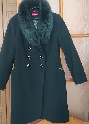 Пальто modus темнозеленое изумрудное 48-50 р.
