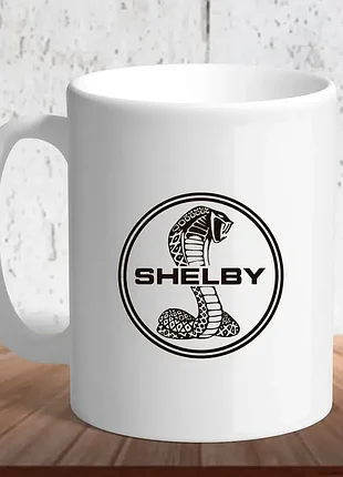 Белая кружка (чашка) с логотипом автомобиля "shelby3"