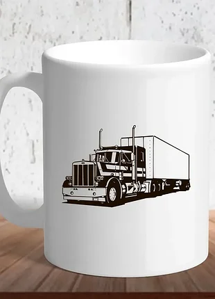 Белая кружка (чашка) с логотипом автомобиля "truck vector 2"