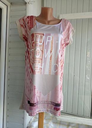 Трикотажная вискозная блуза футболка с шёлковая вставкой