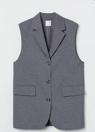 Стильний подовжений жилет, жилетка, безрукавка вільного крою з підкладом h&m
