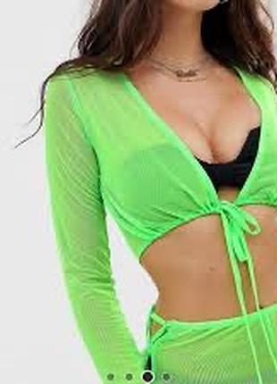 Топ сітка топ рукава топік салатовий топ для танців балеро