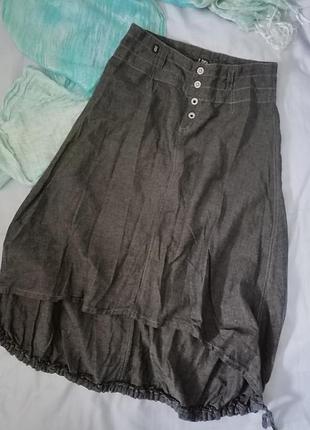 Лёгкая льняная юбка в стиле бохо, 42-48 размер ,didi