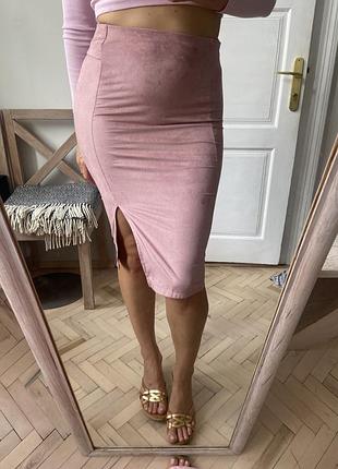 Новая юбка миди под замшу 320710 нежно розовая missguided