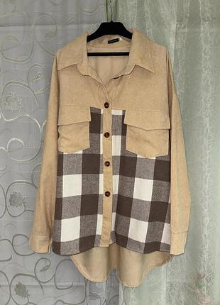 Женская теплая удлиненная рубашка 52-54-56 (xl-2xl-3xl)