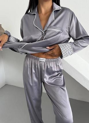 Женская пижама рубашка штаны одежда для дома и сна