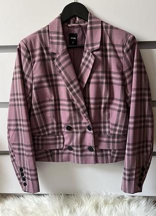 Короткий фіолетовий в клітинку піджак , sinsay, розмір м