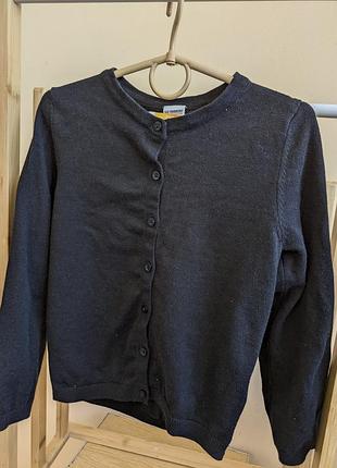 Кофточка черная хлопковая для девочки, рост 116-122