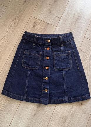 Джинсова спідниця з накладними карманами від бренду h&m, розмір xs-s